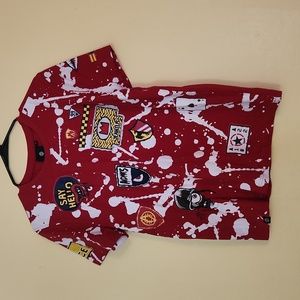 Akademiks Red and white splatter size small